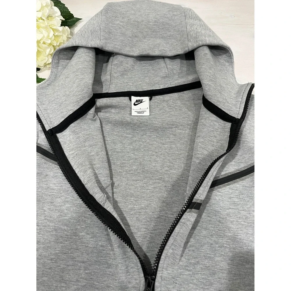 Rare blank no‎ logo Nike Tech Fleece Full Zip Hoodie Gray Men's Large